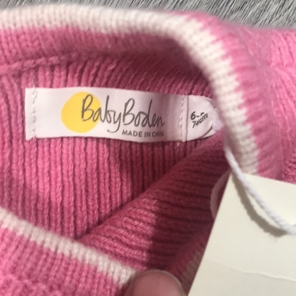 Baby Boden NWT Pink Fair Isle Bird Long Sleeve Sweater Dress size 6-9months - Picture 4 of 8